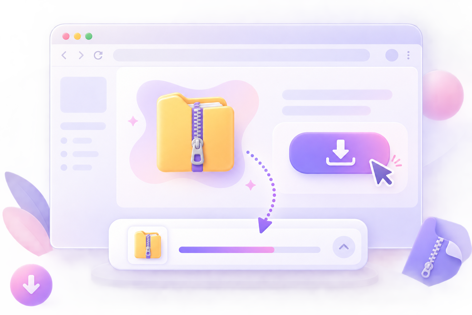 示意图：浏览器中点击下载 ZIP 安装包。